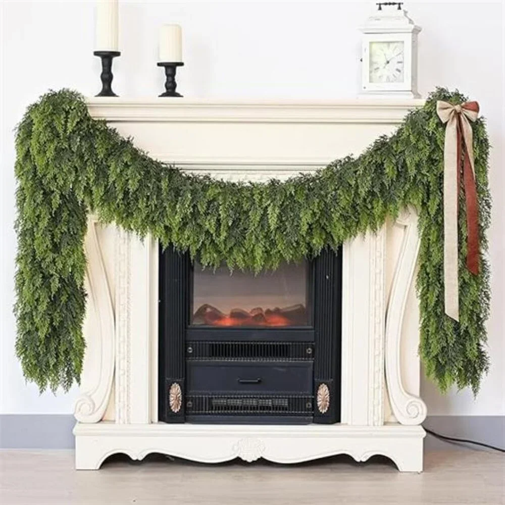 9FT Real Touch Christmas Cedar Garland - 1PCS, Artificial Pine Needles Garlands